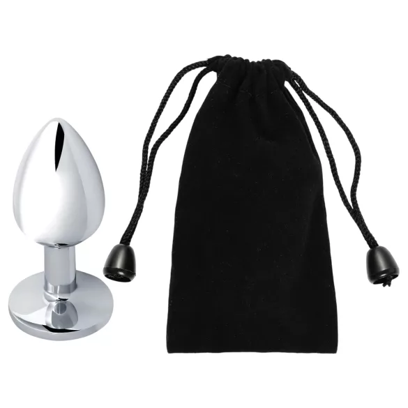 Sunfo - plug anal de metal con piedra rosa (plateado)