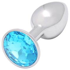 Sunfo - plug anal metálico - joya azul claro - plata