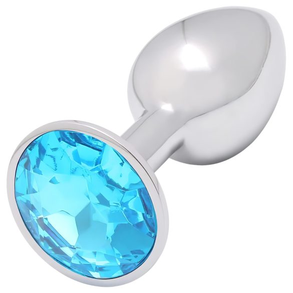 Sunfo - plug anal de metal con piedra azul claro (plata)