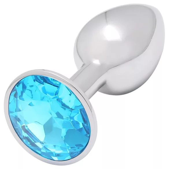 Sunfo - plug anal de metal con piedra azul claro (plata)