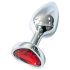 Sunfo - Tapón anal metálico con piedra roja en forma de corazón (plata)