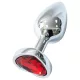 Sunfo - plug anal de metal con piedra roja en forma de corazón (plata)