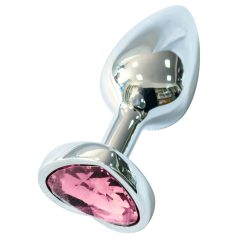 Sunfo - plug anal metálico - gema corazón rosa - plata