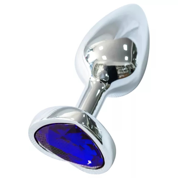 Sunfo - plug anal de metal con piedra corazón morado oscuro - plateado