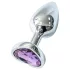 Sunfo - plug anal de metal con piedra morada en forma de corazón (plateado)