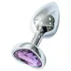 Sunfo - plug anal de metal con piedra morada en forma de corazón (plateado)