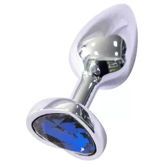   Sunfo - plug anal de metal con forma de corazón y piedra azul (plateado)