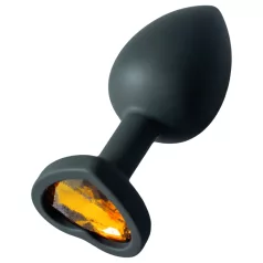   Sunfo - plug anal de silicona con piedra corazón dorada - negro