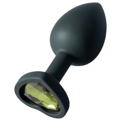   Sunfo - plug anal de silicona con piedra corazón verde - negro