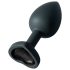 Sunfo - Plug anal de silicona con piedra negra en forma de corazón (negro)
