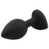 Sunfo - Plug anal de silicona con piedra negra en forma de corazón (negro)