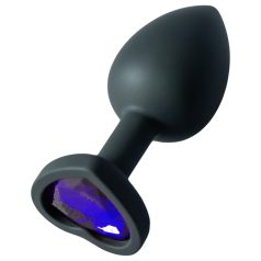   Sunfo - plug anal de silicona con piedra corazón lila - negro