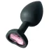 Sunfo - plug anal de silicona con joya corazón rosa - negro