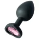 Sunfo - plug anal de silicona con joya corazón rosa - negro