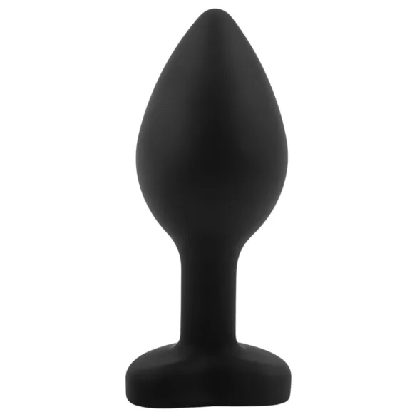 Sunfo - plug anal de silicona con joya corazón rosa - negro