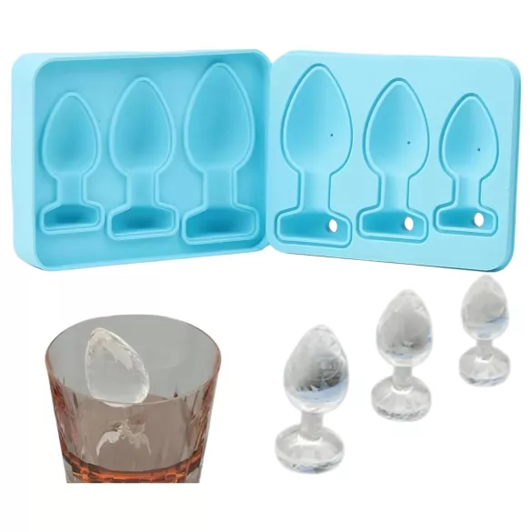Molde para hacer cubitos de hielo con forma de plug anal (azul)
