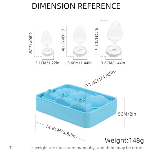 Molde para hacer cubitos de hielo con forma de plug anal (azul)