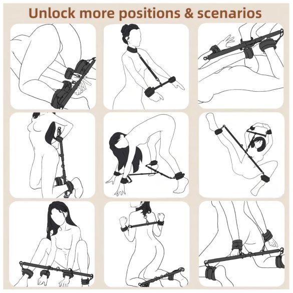 Lonely - barra separadora ajustable con esposas - color negro