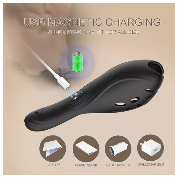 Biu-Biu - vibrador para pene - silicona - negro