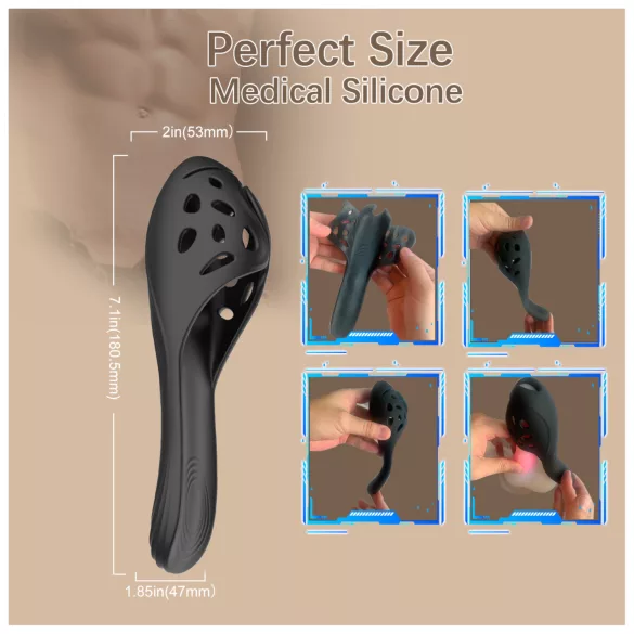 Biu-Biu - vibrador para pene - silicona - negro