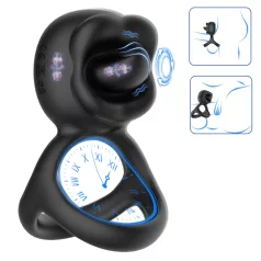   Biu-Biu - anillo para pene y vibrador de clítoris con lengua - silicona negra