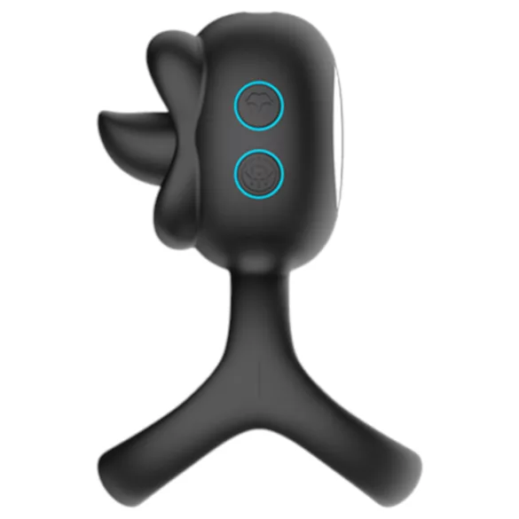 Biu-Biu - anillo para pene y vibrador de clítoris con lengua - silicona negra