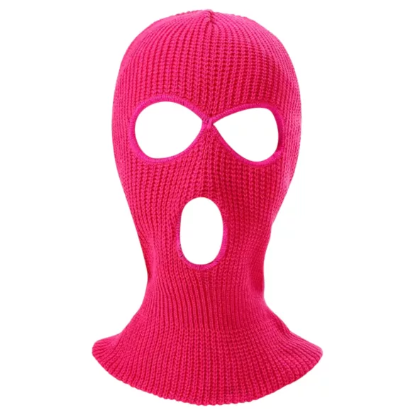 Pasamontañas - máscara de punto con 3 aberturas (rosa oscuro)