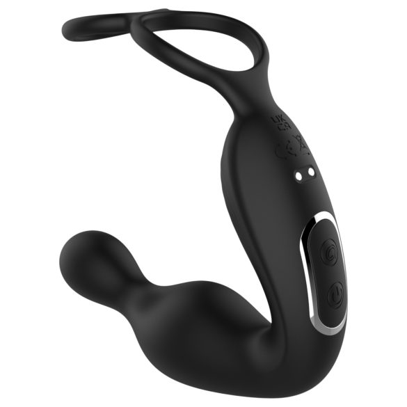 Lonely - vibrador prostático con cabeza giratoria y anillo para el pene (negro)