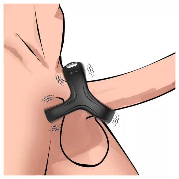 AlvUp - anillo vibrador pene y testículos - silicona negra