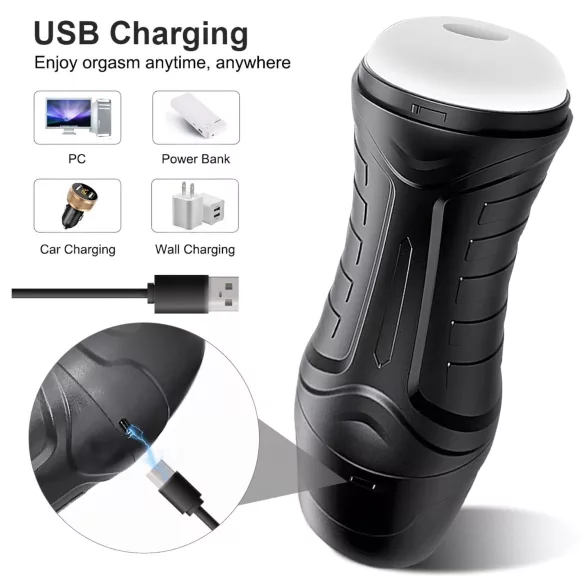 AlvUp - masturbador vibrador con succión - silicona negra