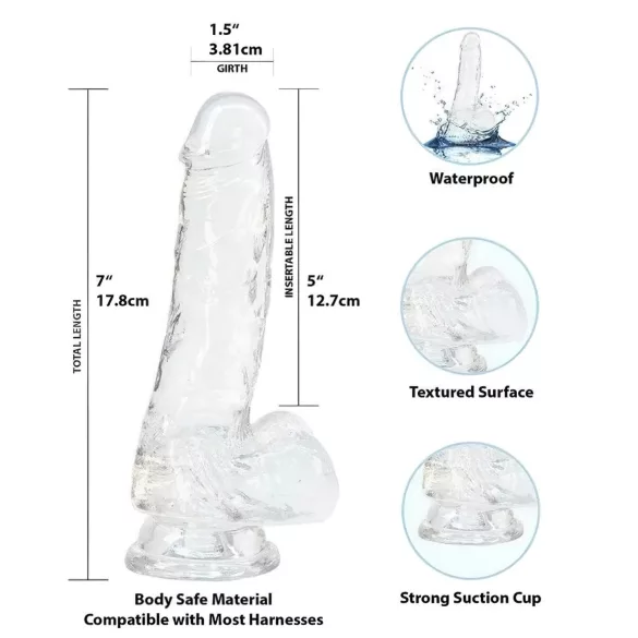 Addiction Crystal - Consolador con ventosa (transparente) - 18 cm