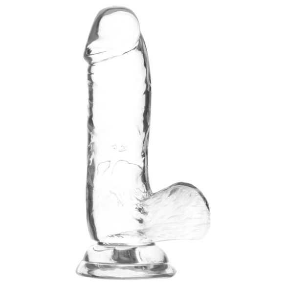 Addiction Crystal - Dildo con ventosa y testículos (transparente) 15cm