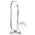 Addiction Crystal - Dildo con ventosa y testículos (transparente) 15cm