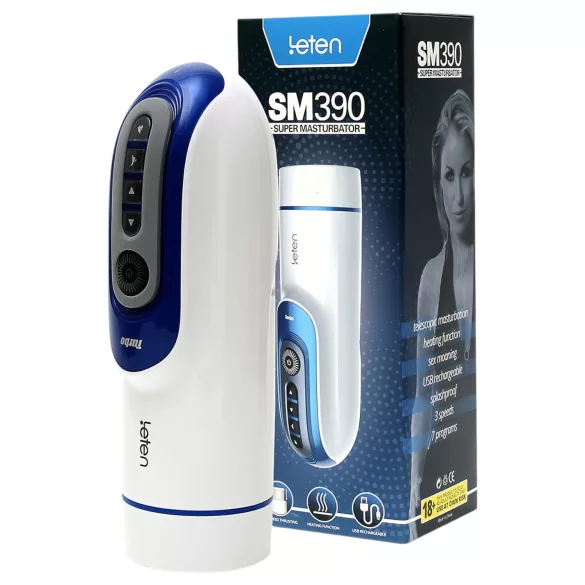 Leten SM390 - masturbador masculino con gemidos y calefacción - blanco