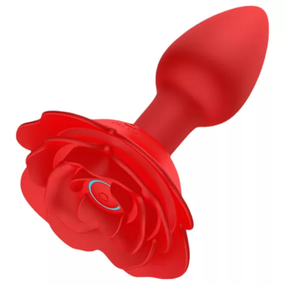 Rose Plug - plug anal vibrador recargable control remoto silicona rojo