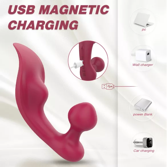 Sex HD Chomper - vibrador doble clítoris y anal - silicona roja
