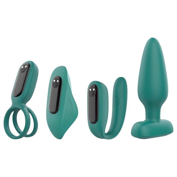 Sex HD: Juego vibrador 4 piezas con control remoto (verde)