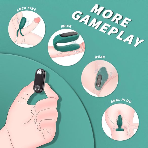 Sex HD - set de vibradores recargables remoto 4 piezas silicona verde