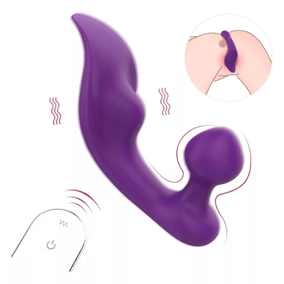 Sex HD Chomper - vibrador doble impermeable para clítoris y anal - lila
