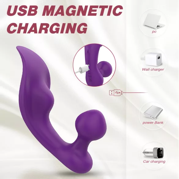 Sex HD Chomper - vibrador doble impermeable para clítoris y anal - lila