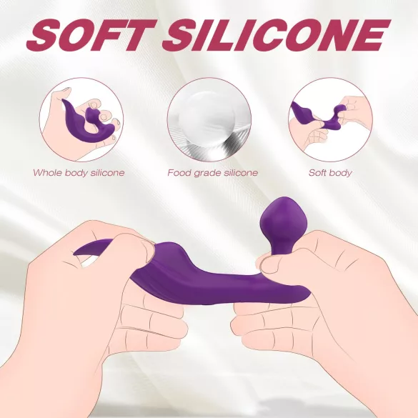 Sex HD Chomper - vibrador doble impermeable para clítoris y anal - lila