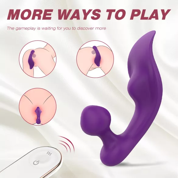 Sex HD Chomper - vibrador doble impermeable para clítoris y anal - lila