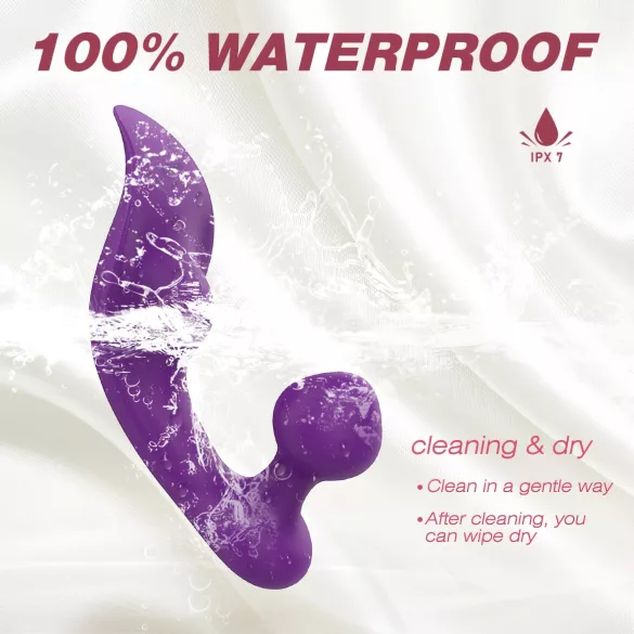 Sex HD Chomper - vibrador doble impermeable para clítoris y anal - lila