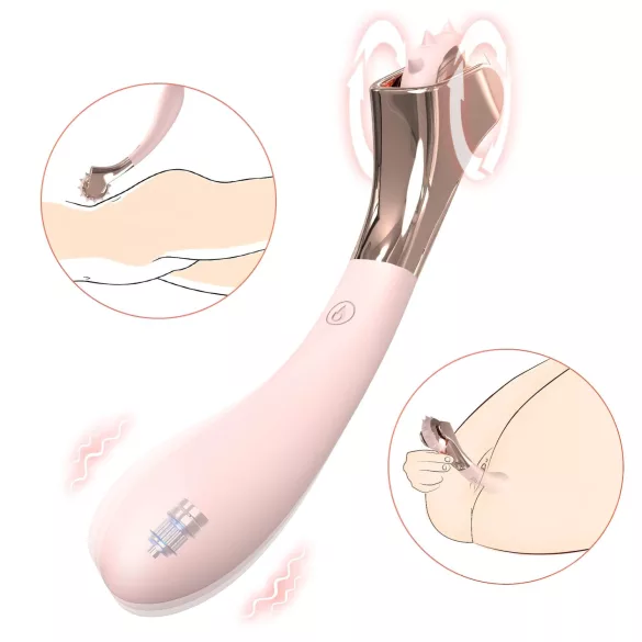 Sex HD - vibrador recargable, resistente a salpicaduras con rueda de estimulación (rosa)