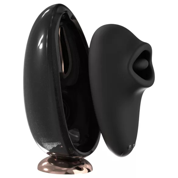 Sex HD Mirror - vibrador con función de calor y succión - silicona negra