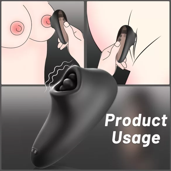 Sex HD Mirror - vibrador con función de calor y succión - silicona negra
