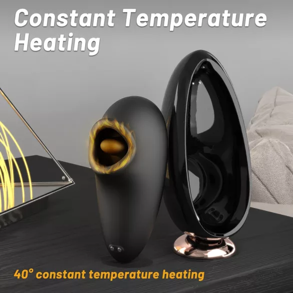 Sex HD Mirror - vibrador con función de calor y succión - silicona negra