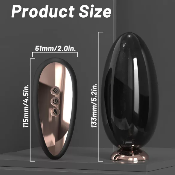 Sex HD Mirror - vibrador con función de calor y succión - silicona negra