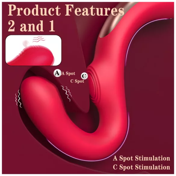 SEX HD Genie - Vibrador punto G y clítoris - silicona - rojo