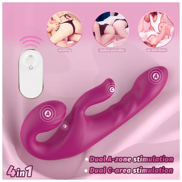 SEX HD Co-op Bliss - vibrador arnés con estimulador de clítoris - silicona lila